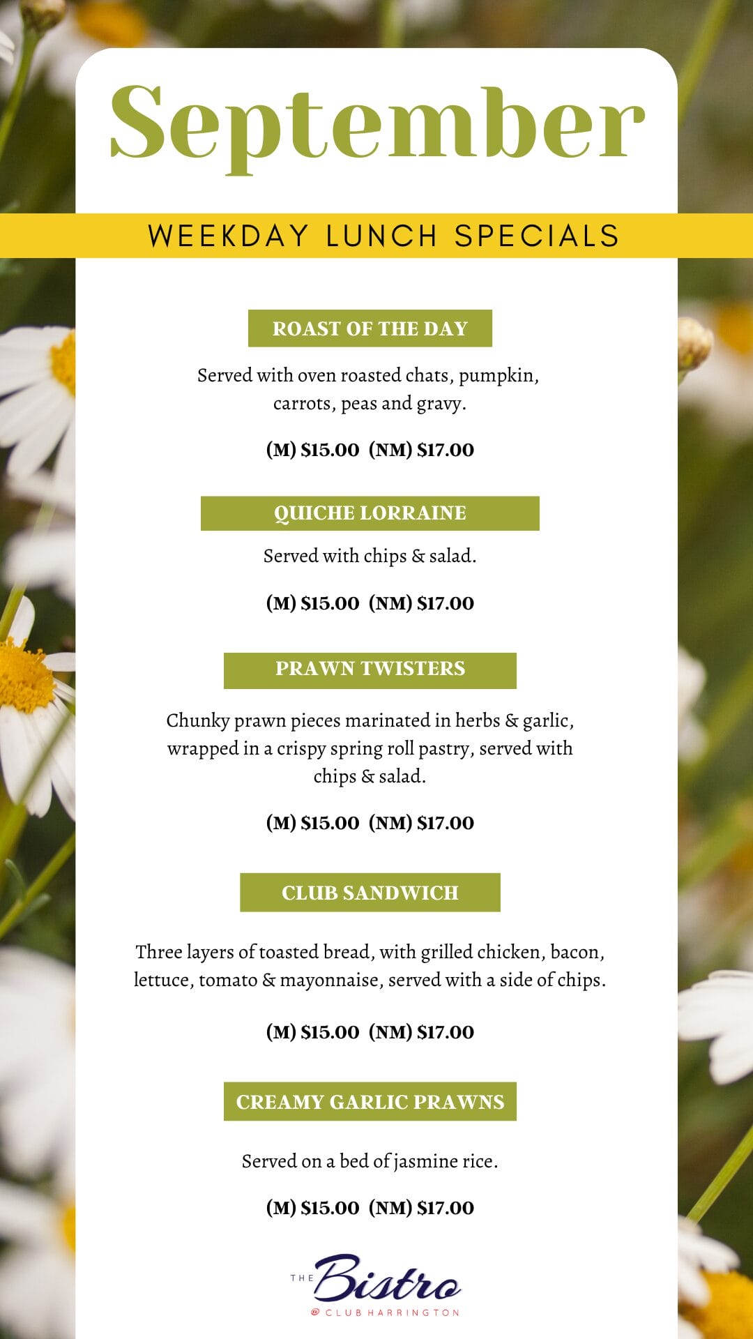 September Weekday Lunch Specials