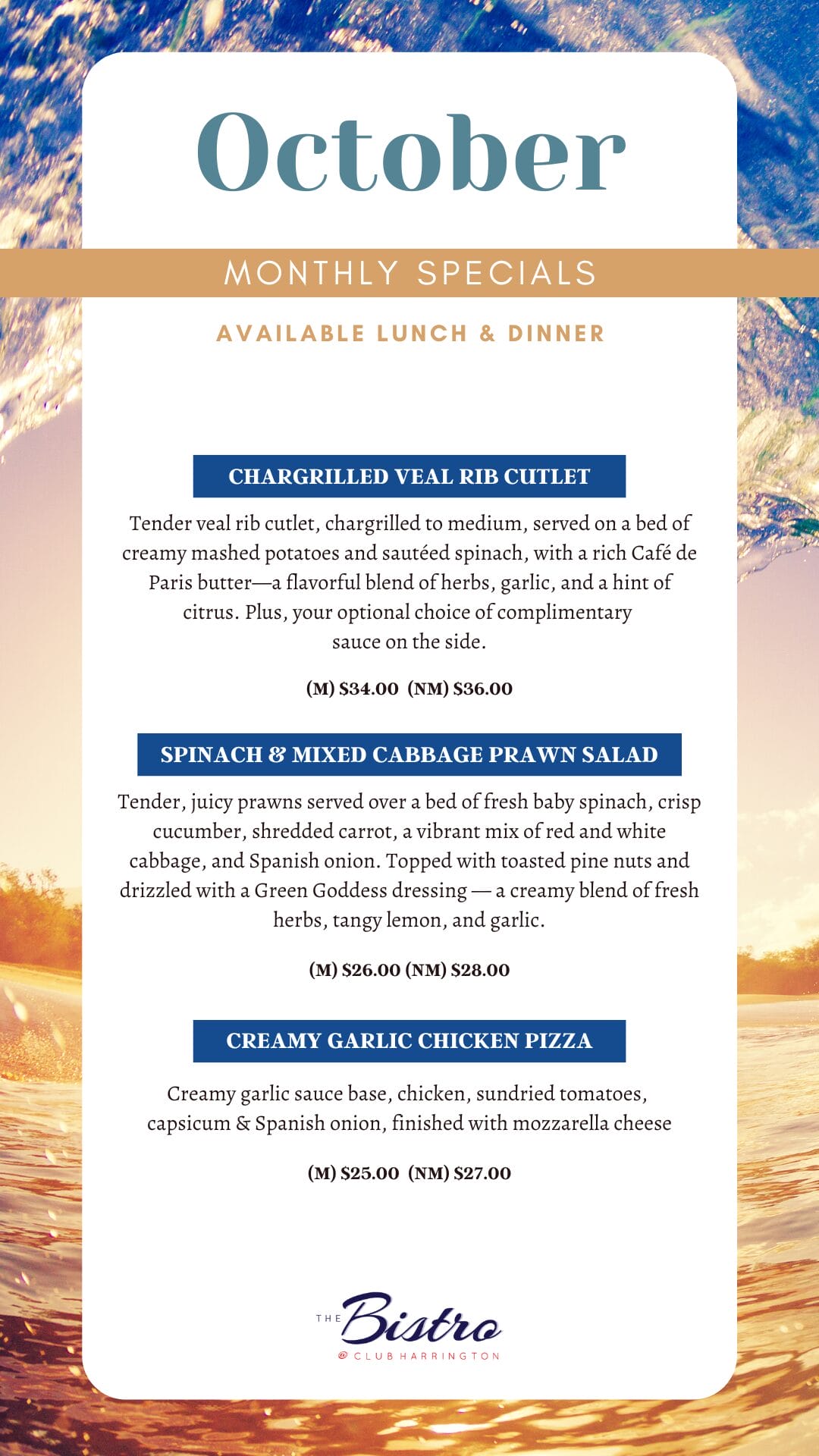 October Monthly Specials
