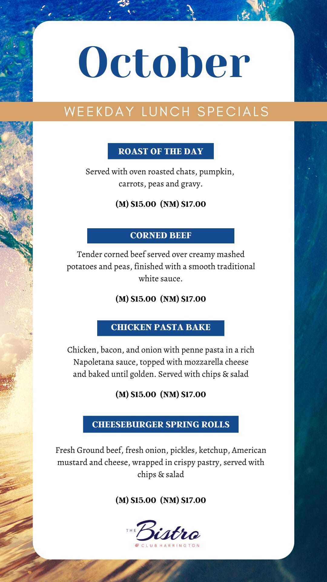 October Weekday Lunch Specials